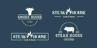 einstellen von Steak Haus Abzeichen Logo Design Sammlung. vektor