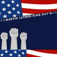 amerikan flagga med text Martin luther kung jr dagen och politisk näve symbol av rättvisa vektor