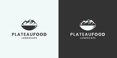 Plateau Essen, Berg Essen, Restaurant Logo Design Vektor