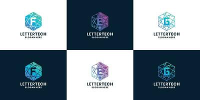 modern Technologie Brief e f G Logo Sammlung vektor