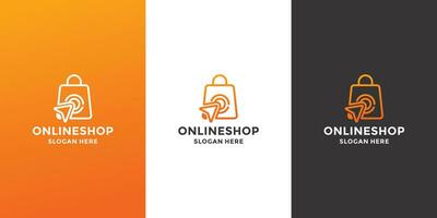 online Geschäft Logo Design. Tasche Geschäft kombinieren mit klicken Symbol vektor