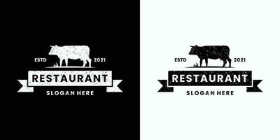 nötkött biff logotyp design för restaurang vektor