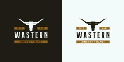longhorn buffel, ko, tjur logotyp design årgång för din företag ranch vektor
