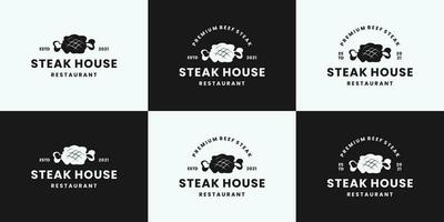 Jahrgang Steak Haus Logo Design Vorlage zum Restaurant vektor