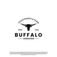 Longhorn Logo Design Jahrgang. Büffel, Kuh, Stier Logo Inspiration vektor