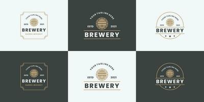 einstellen von Brauerei, Fass Logo Design Jahrgang Stil vektor