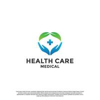 Gesundheit Pflege Logo Design. Natur Frieden. Mensch Hand und Blatt kombinieren vektor