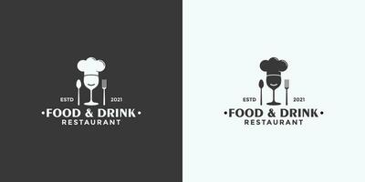 enkel mat och dryck årgång stil logotyp design för din restaurang vektor