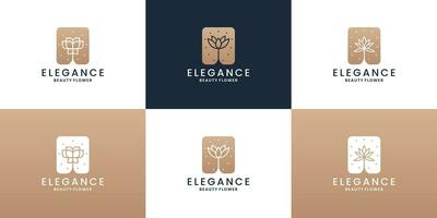 lyx logotyp branding samling med blomma element vektor