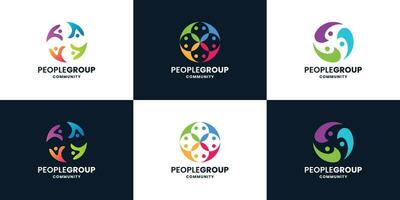 uppsättning av familj logotyp design. gemenskap logotyp grupp symbol samling vektor