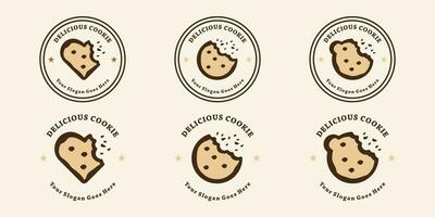 einstellen von retro Plätzchen , Kuchen, Keks Logo Design Essen Sammlungen vektor