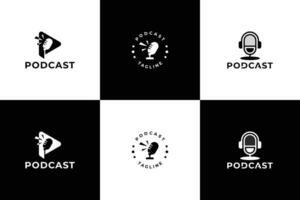 einstellen von Silhouette Podcast Logo Design Sammlung. vektor