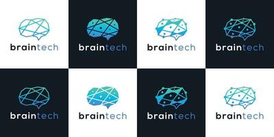kreativ Gehirn Technik Logo Design Clever Technologie modern Sammlungen vektor