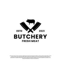 butchery logotyp design. slaktare kött logotyp årgång vektor