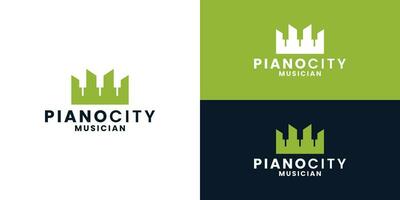 piano med stad aning logotyp design vektor