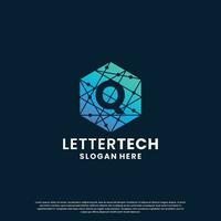 modern Brief q Technologie Logo Design mit Gradient Farbe vektor