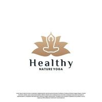 yoga logotyp design för mänsklig friska. lyx yoga logotyp inspiration. vektor