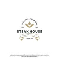 Steak Haus, Rindfleisch Steak Logo Design Jahrgang zum Restaurant Geschäft vektor