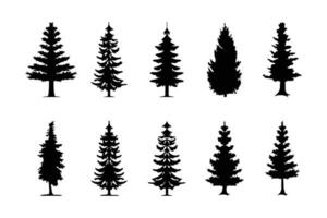 tall träd silhuett logotyp, ikon uppsättning, symbol samling. vektor