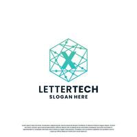 Brief x Logo Design zum Technologie, Wissenschaft und Labor Geschäft Unternehmen Identität vektor