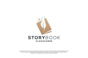 gyllene bok berättelse logotyp design inspiration vektor