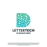 brev d logotyp design för teknologi, vetenskap och labb företag företag identitet vektor