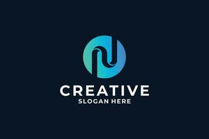 kreativ första brev n logotyp design med smart kombinera. vektor