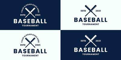 uppsättning baseboll sport logotyp design bricka retro stil vektor