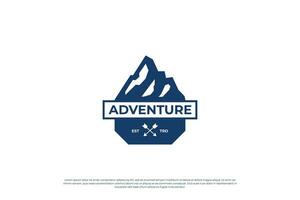 berg utforskning logotyp design. berg resa emblem. berg expedition äventyrare. vektor