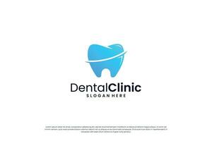 kreativ Dental Klinik Logo Design mit Zahn gestalten und Gradient Farbe. vektor