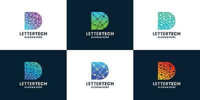 modern Brief d Technologie Logo Konzept Vektor Sammlung