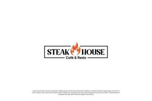 Steak Haus Logo Design. Jahrgang Etikette Steak Haus Logo Vektor. vektor