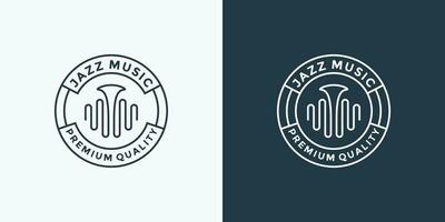 bündeln Musik- Jazz mit Saxophon und Musik- Welle Logo Design vektor