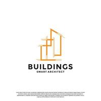 Gebäude die Architektur Logo Design Vorlage. Gebäude Konstruktion Logo Illustration vektor