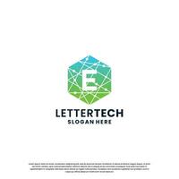 Geschäft Brief e Logo Design zum Technologie, Labor, Wissenschaft, Computing Unternehmen vektor