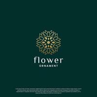 Luxus Boutique Logo Design. Blume Ornament Logo Vorlage. Monogramm Konzept mit golden Farbe vektor