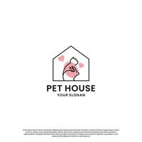 sällskapsdjur hus, sällskapsdjur Lagra logotyp design samling. kanin och katt kombination i de hus vektor