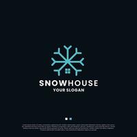 snö hus ikon logotyp design. snö och fönster hus kombinera för din företag vektor