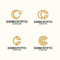 crypto mynt logotyp mall med första brev c. digital pengar ikon, blockera kedja samling vektor