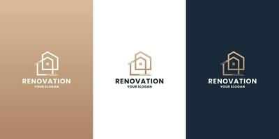 Zuhause Renovierung Logo Design. echt Nachlass Renovierung, Eigentum, Architekt Logo. vektor