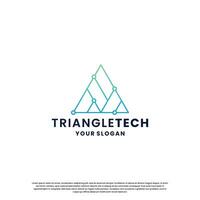 abstrakt Logo zum Technologie. Dreieck gestalten und Verbindung Schaltkreis Konzept vektor