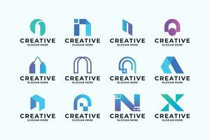 abstrakt symbol brev n logotyp design samling. vektor