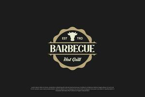 Grill und Grill Logo Vorlage. Steak Haus Vektor Illustration zum Restaurant Speisekarte Abzeichen.