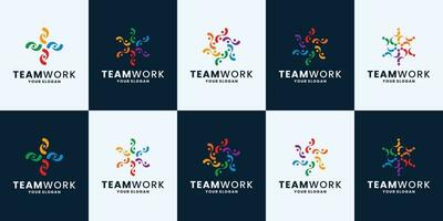 einstellen von Gemeinschaft, Mannschaft Arbeit Logo Design Inspiration vektor