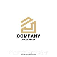 Monogramm Brief mit Haus Kombination Logo Design vektor