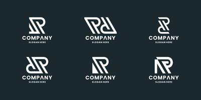 uppsättning av brev r, r r, p logotyp design monogram samling vektor