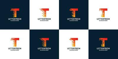 Brief t Technologie Logo Design Sammlung mit Gradient Farbe zum Ihre Geschäft vektor