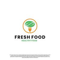 frisch Essen Logo Design. gesund Essen Logo zum Geschäft Restaurant vektor