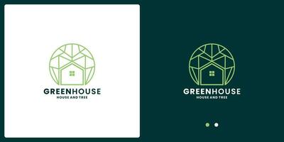 grön hus med klot logotyp design kombination vektor