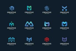 uppsättning av kreativ brev m logotyp design mall. modern lutning Färg logotyp. vektor